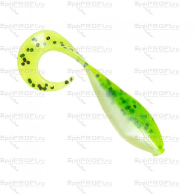 Мягк. приманка Bass Assassin CURLY Shads 2''/5cm Chartreuse/Pepper 10шт