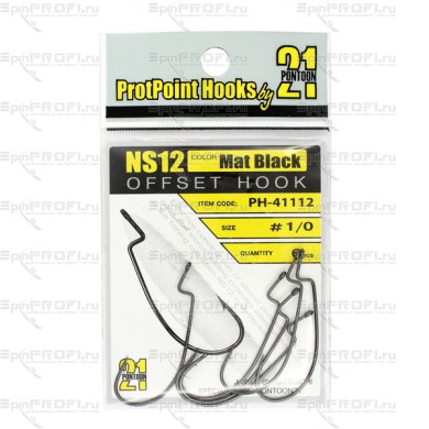 Офсетный крючок PONTOON 21 PROTPOINT HOOKS NS12 №1/0(6шт.)