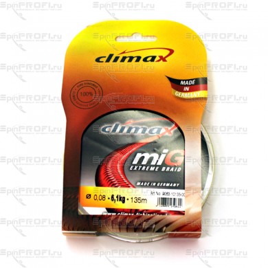 Плетеный шнур CLIMAX Mig Extreme Braid (Жёлт.) 135м 0,08мм
