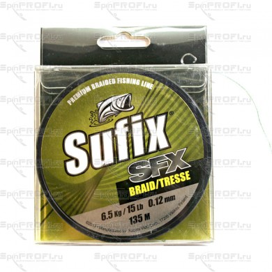 Плетеный шнур SUFIX SFX BRAID GREEN 135м 0,12мм