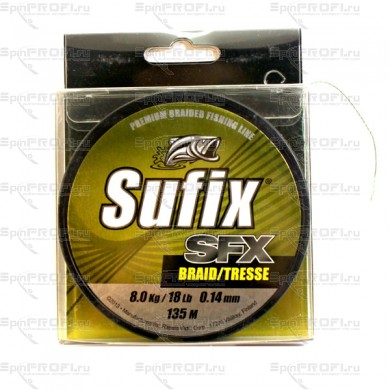 Плетеный шнур SUFIX SFX BRAID GREEN 135м 0,14мм