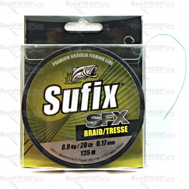 Плетеный шнур SUFIX SFX BRAID GREEN 135м 0,17мм