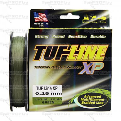 Плетеный шнур Tuf-line XP Green 137m 0.15mm, 10kg
