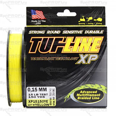 Плетеный шнур Tuf-line XP Yellow 137m 0.15mm, 10kg