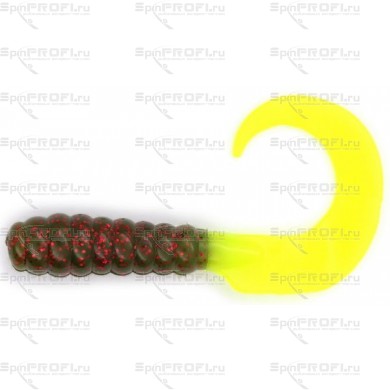 Твистер YUM WALLEYE GRUB 3" avocado red flake chartreuse (упак. 15шт) 3210