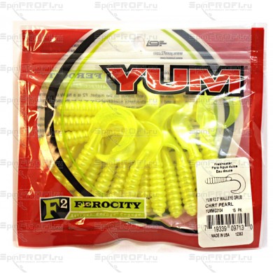 Твистер YUM WALLEYE GRUB 3" chartreuse pearl (упак. 15шт) 3104