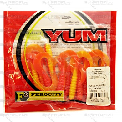 Твистер YUM WALLEYE GRUB 3" hot peach (упак. 15шт) 3108