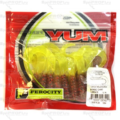 Твистер YUM WALLEYE GRUB 4" buttercotch chartreuse (упак. 15шт) 4109