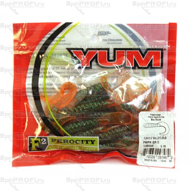 Твистер YUM WALLEYE GRUB 4" pumpkin green flakal orange (упак. 15шт) 449