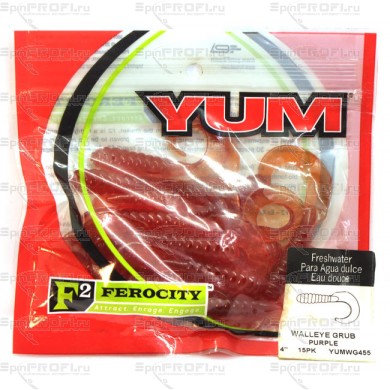 Твистер YUM WALLEYE GRUB 4" purple (упак. 15шт) 455