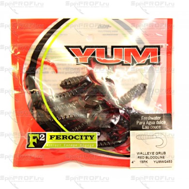 Твистер YUM WALLEYE GRUB 4" red bloodline (упак. 15шт) 453