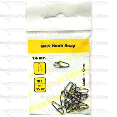 Застежка S.V-fising New Hook Snap №1 15 кг (14 шт)