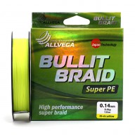 Плетеный шнур Allvega BULLIT BRAID Hi-Vis Yellow 135м 0,14мм