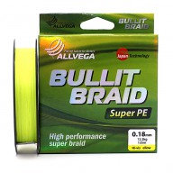 Плетеный шнур Allvega BULLIT BRAID Hi-Vis Yellow 135м 0,18мм