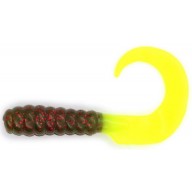 Твистер YUM WALLEYE GRUB 3" avocado red flake chartreuse (упак. 15шт) 3210