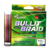 Плетеный шнур Allvega BULLIT BRAID Hi-Vis Multicolor 5x10 150м 0,12мм