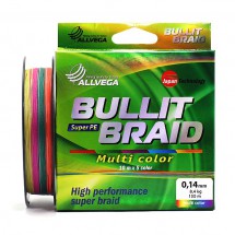 Плетеный шнур Allvega BULLIT BRAID Hi-Vis Multicolor 5x10 150м 0,14мм