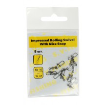 Вертлюг с застежкой S.V-FISHING Impressed Rolling Swivel With Nice Snap №10 (8шт.)