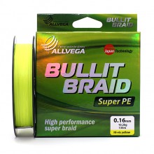 Плетеный шнур Allvega BULLIT BRAID Hi-Vis Yellow 135м 0,16мм