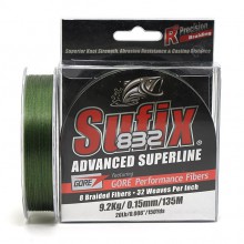 Плетеный шнур Sufix 832 Braid Lo Vis Green 135м 0.15мм